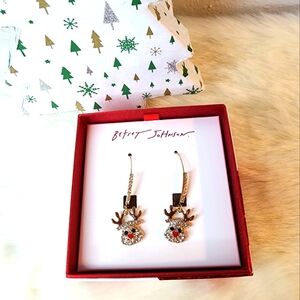 Betsey Johnson Reindeer Dangle Earrings